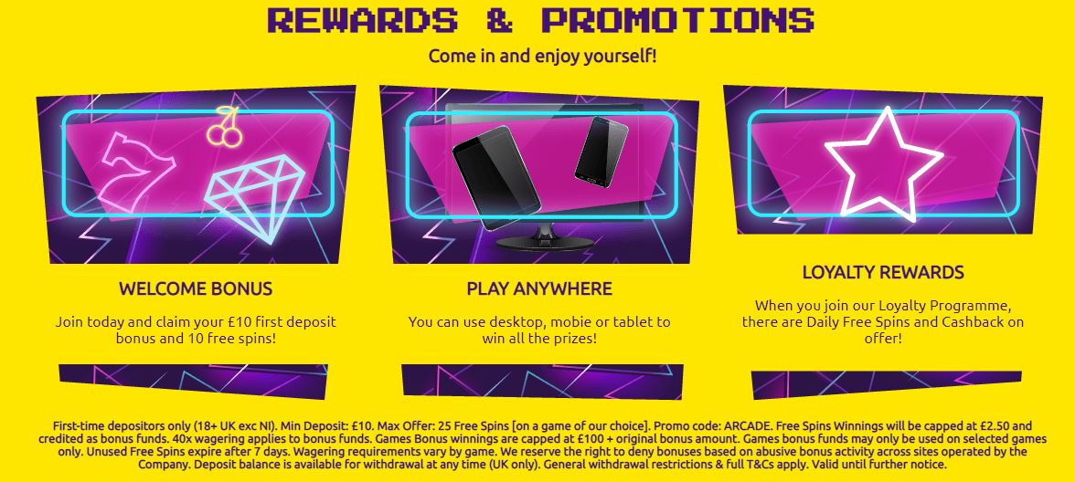 arcade spins promotions